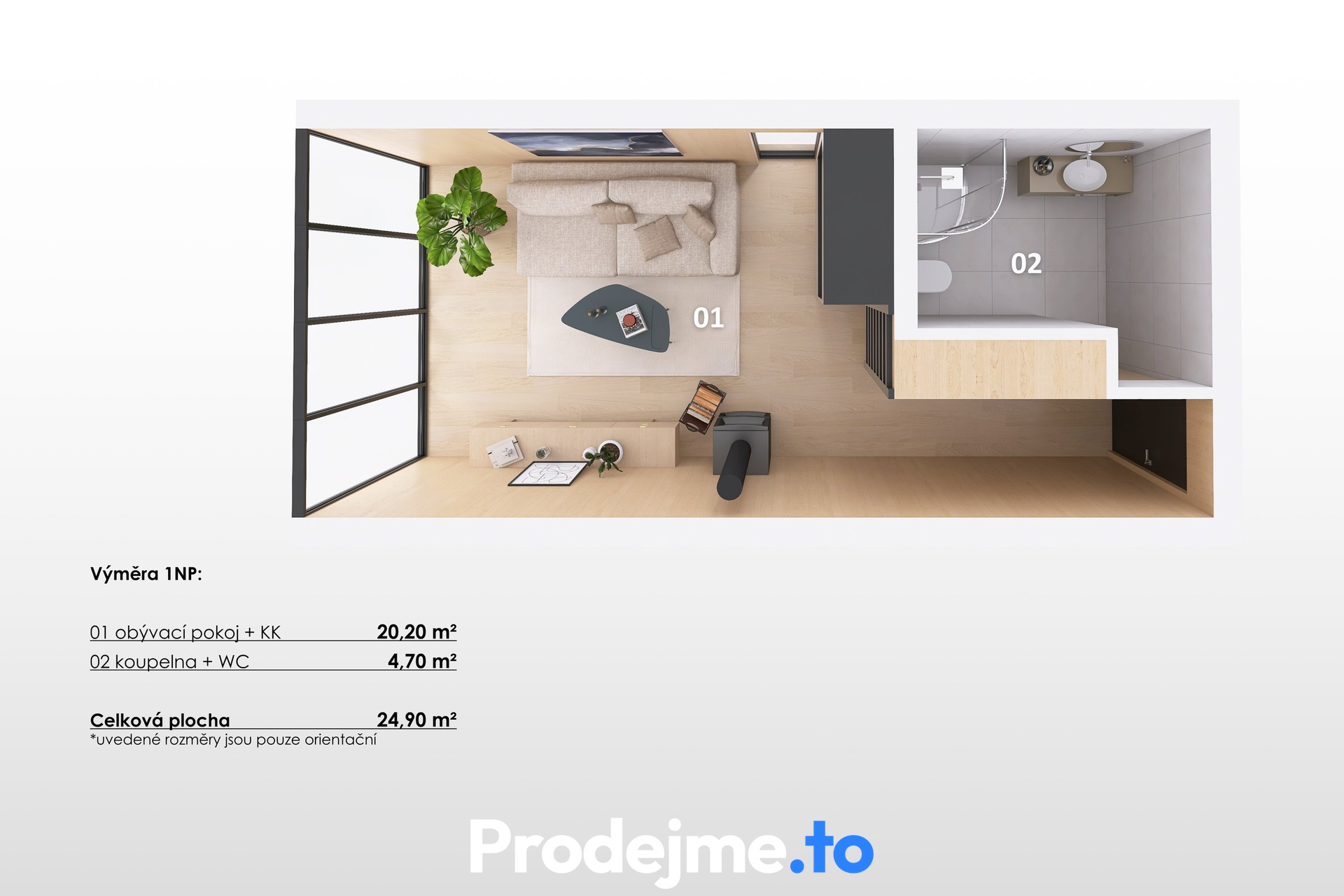 3D půdorys - přízemí